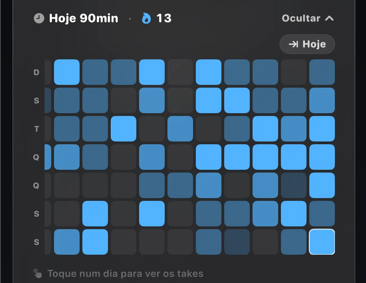 ttuner practice-diary heat-map calendar