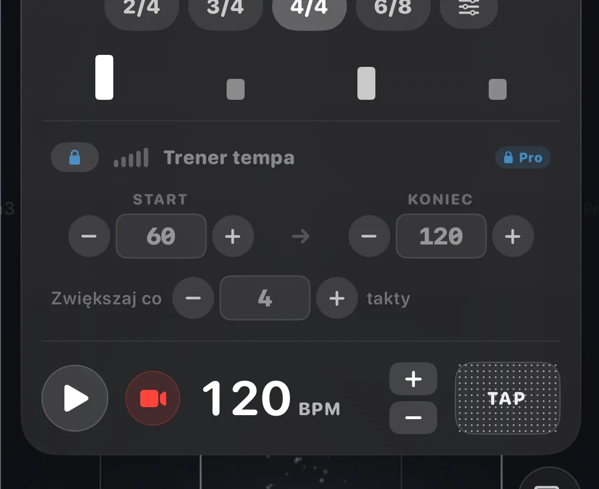 ttuner metronome — time signatures and Speed Trainer