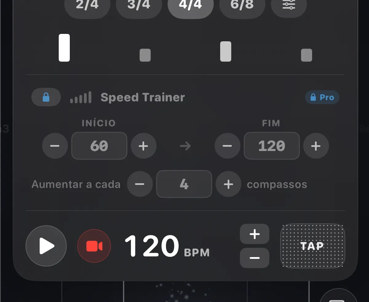 ttuner metronome — time signatures and Speed Trainer